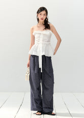 Checkered Drape Straight Pants